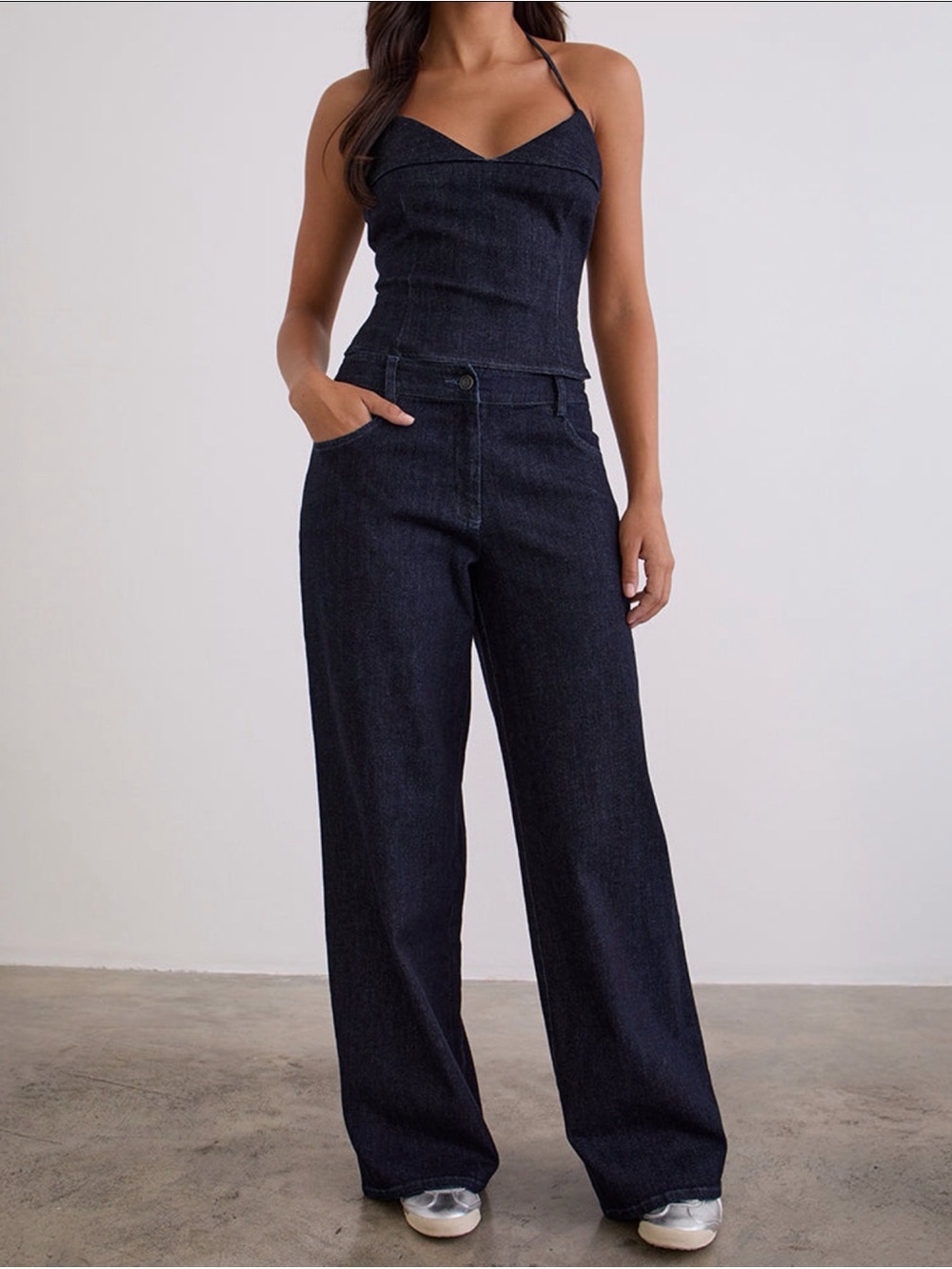 Motel Rocks Dark Indigo Wide-Leg Denim Set